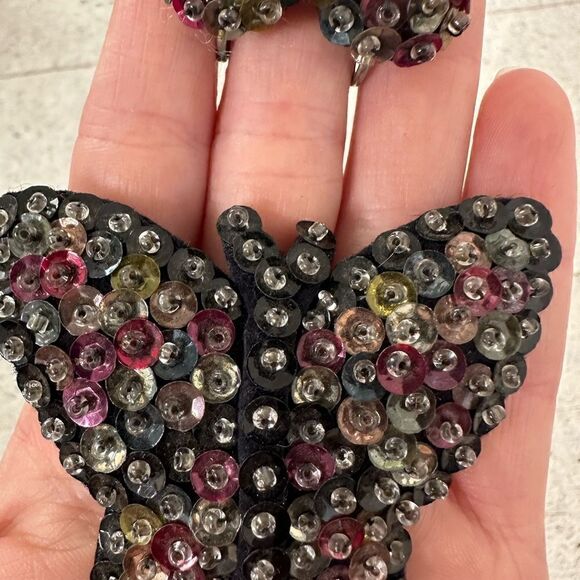 Vintage 1940s Sequin Butterfly Brooch And Earring Set - Picture 5 of 6